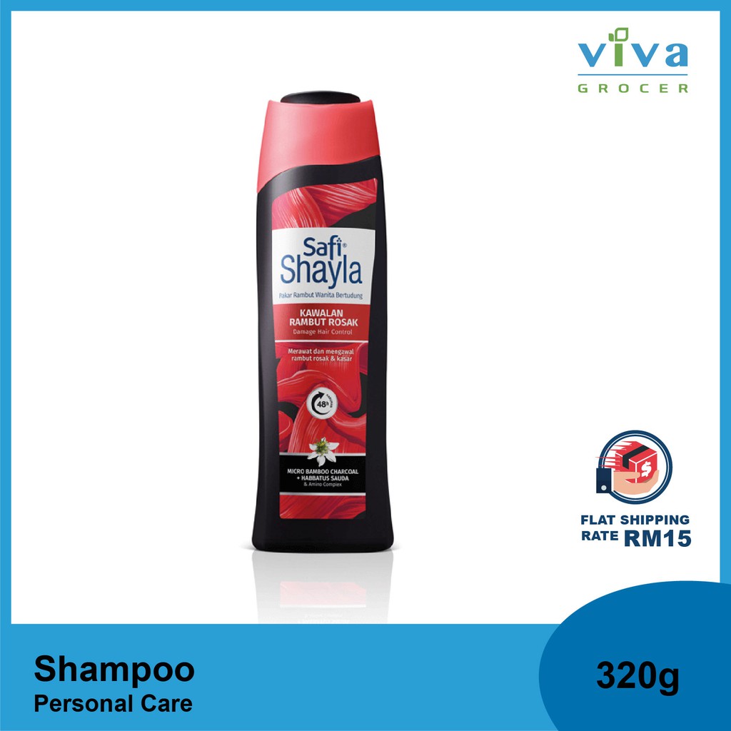 Safi Shayla Shampoo Kawalan Rambut Rosak 320g (Habbatus Sauda & Minyak Argan)