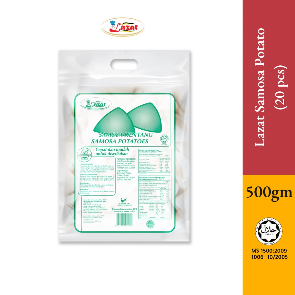 Lazat Samosa Potato Frozen (20pcs/500g)