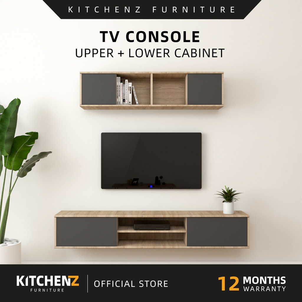 KitchenZ Wall Cabinet TV Cabinet Upper + Lower Tv Console Rak Tv ...