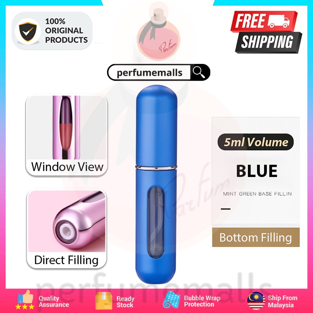 Perfume Atomizer Bottle Refillable Travel Size Perfume Bottles Mini Portable Spray Bottle Blue