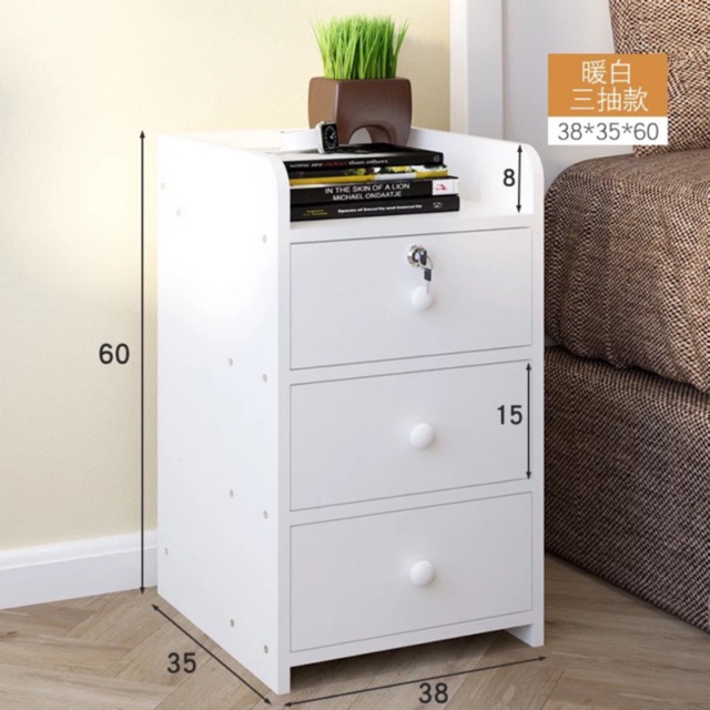 Bedroom Bedside Table Cabinet Upgrade Bigger Size With Key modern ...