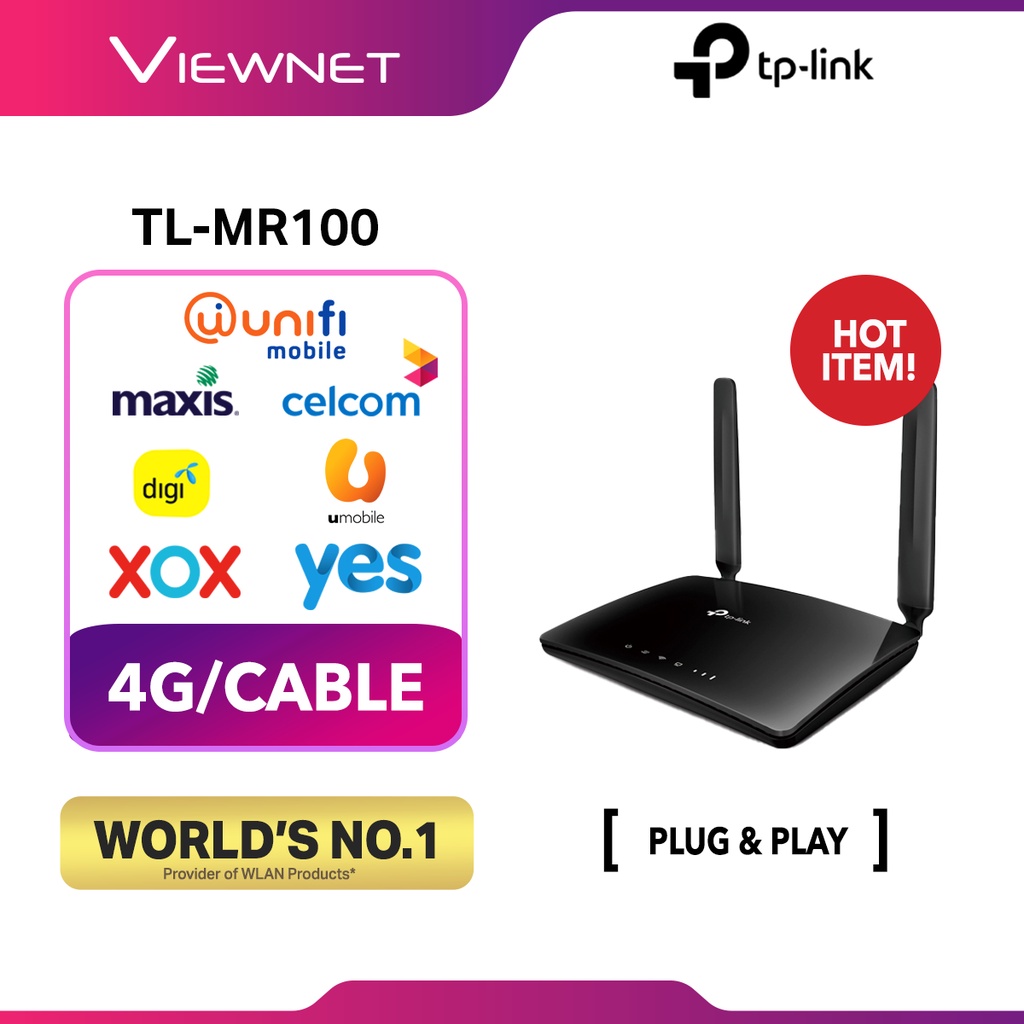TPLink TLMR100 Wireless N300 4G LTE Mobile Direct Sim Modem Router TL