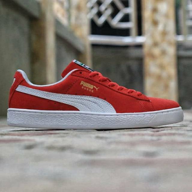 Suede classic red white puma shoes 