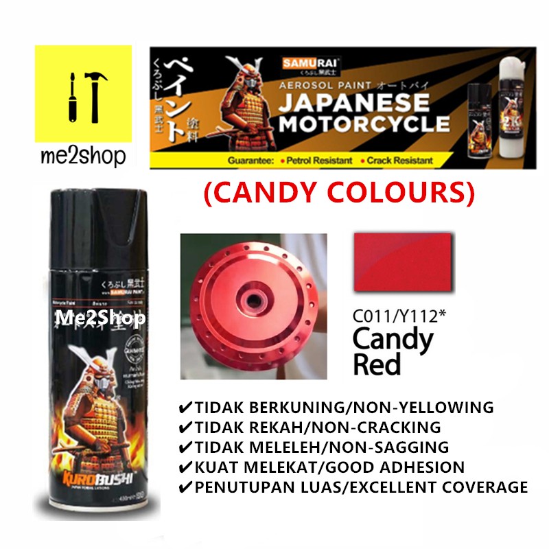 C011 / Y112* CANDY RED SAMURAI SPRAY PAINT CANDY COLOURS (SABAH SARAWAK NOT AVAILABLE