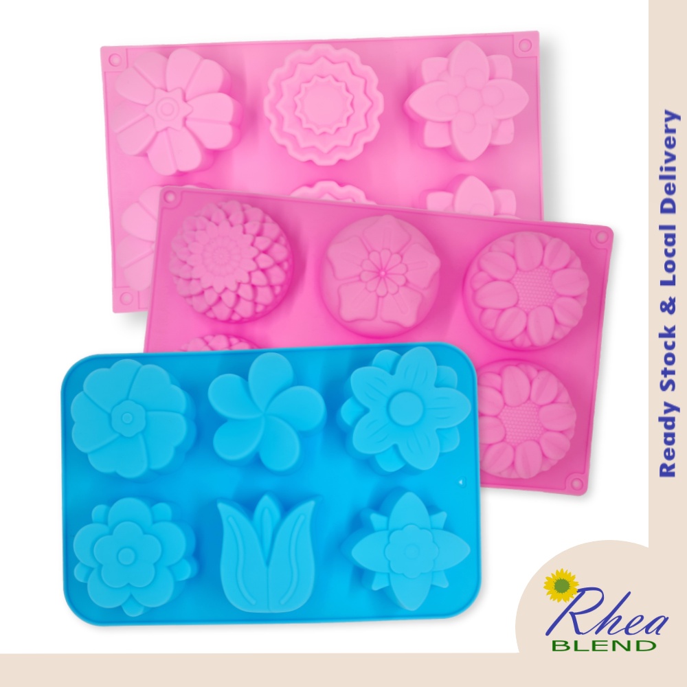 6 Cavity Flower Silicone Mould Jelly Soap Mold Candle Moon Cake Acuan Kek Bunga Kuih Kukus Lapis Bahulu Tulip Daisy