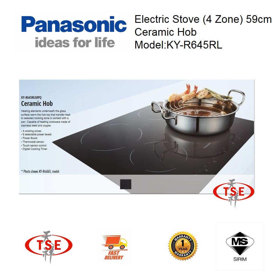 Panasonic KY-R645RL Electric Stove (4 Zone) 59cm Ceramic Hob