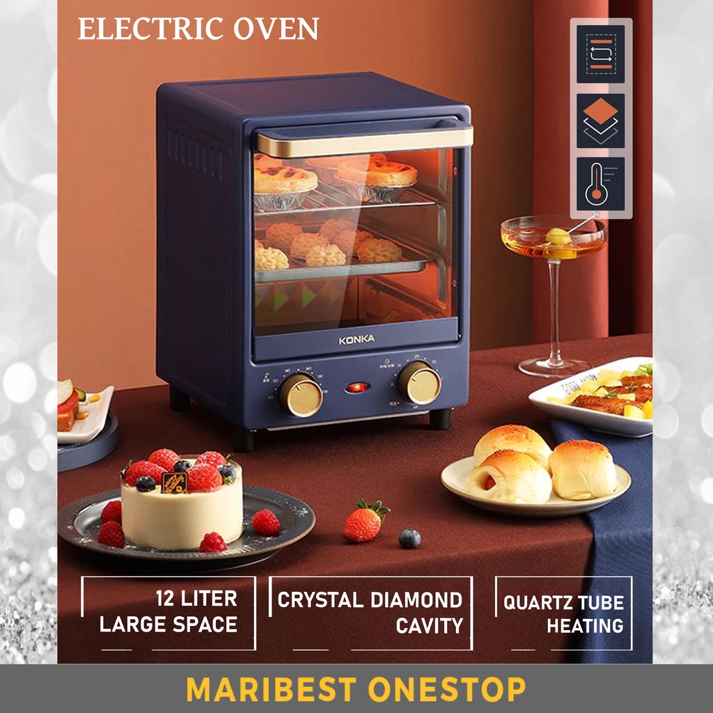 KONKA 12L Electric Oven Vertical Multi Purpose Mini Electric Oven 3 Layers Toaster 2 Baking Trays Oven Toaster Microwave