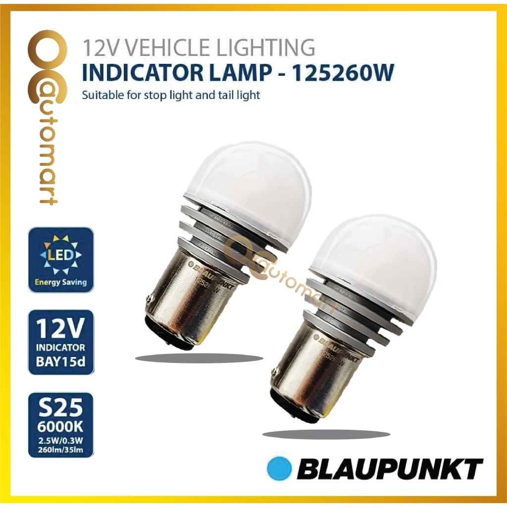 BLAUPUNKT INDICATOR LAMP 125260W 12V VEHICLE LIGHTING S25 6000K BULB