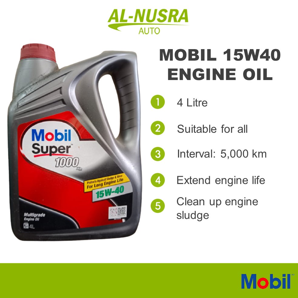 MOBIL SUPER 1000 X2 15W40 ENGINE OIL 4L MINYAK HITAM MINERAL 15W40