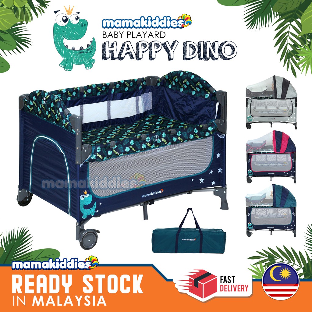 2 Level Portable Infant Baby Cot Playpen Travel Cot Bed With Side Slide Door