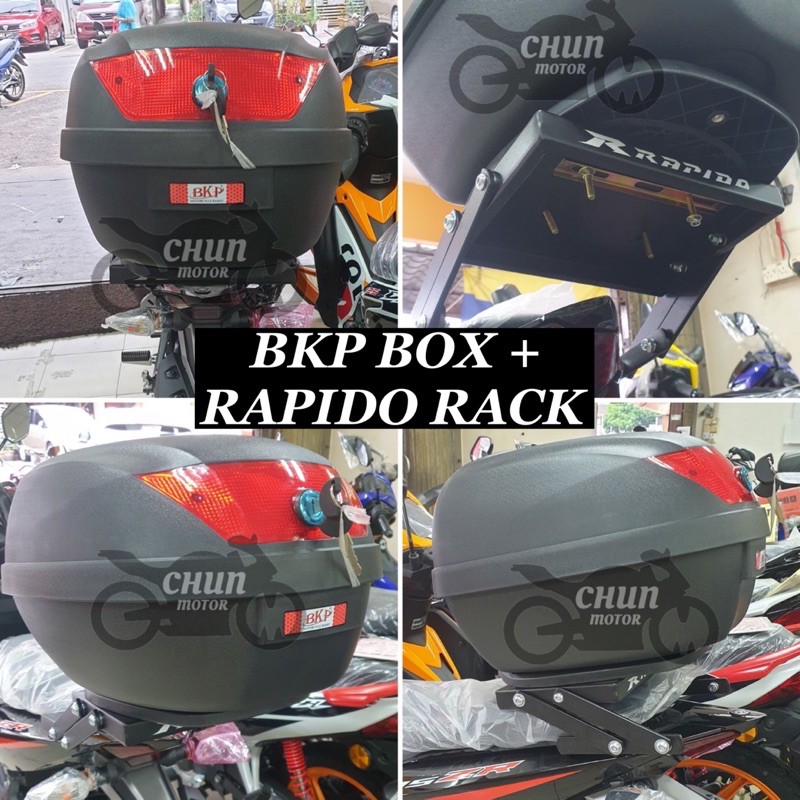 BKP BOX+RAPIDO ADJUSTABLE RACK 1 SET FOR Yamaha Y15zr/YSUKU 135LC  LAGENDA115FI Honda RS150 EX5-100 SYM VF3I