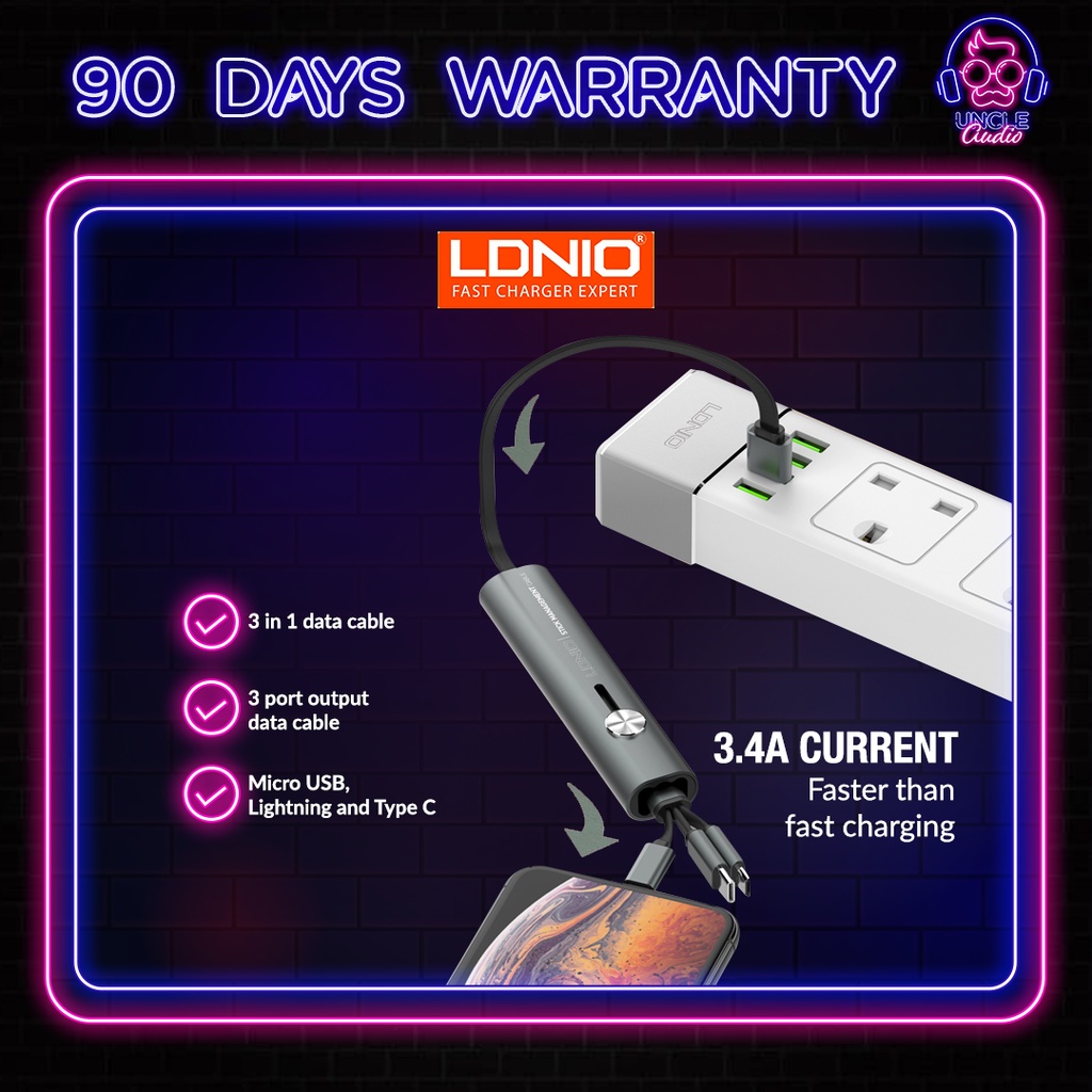 ldnio-lc99-3-in-1-3-4a-cable-30cm-shopee-malaysia