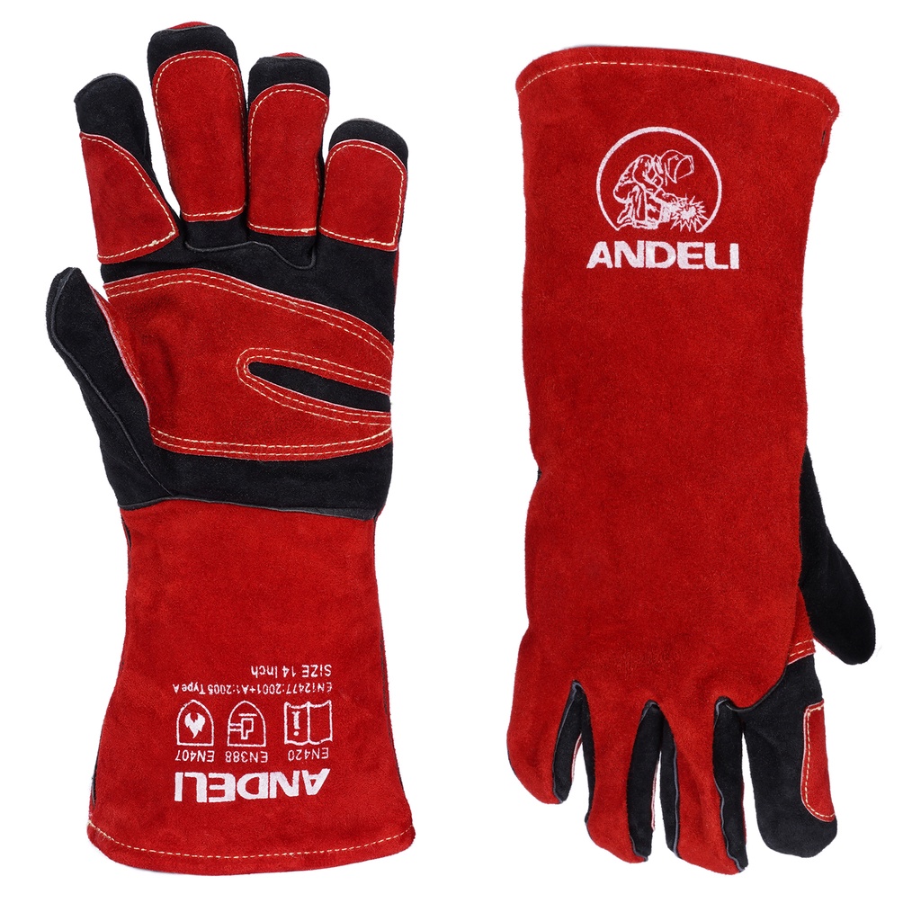 ANDELI Welding Gloves ,TIG/Mig/Welding Gloves Heat/Fire Resistant, BBQ/Animal handling gloves with Extra Long Sleeve