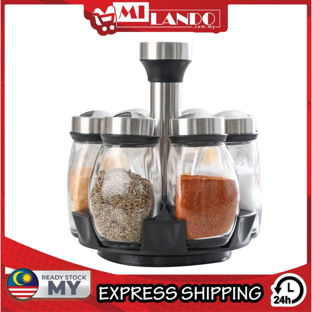 (7-piece Set )MILANDO Seasoning Spice Glass Jar Spice Jar Condiment Bottle Kitchen Organizer Tool (Type 11)