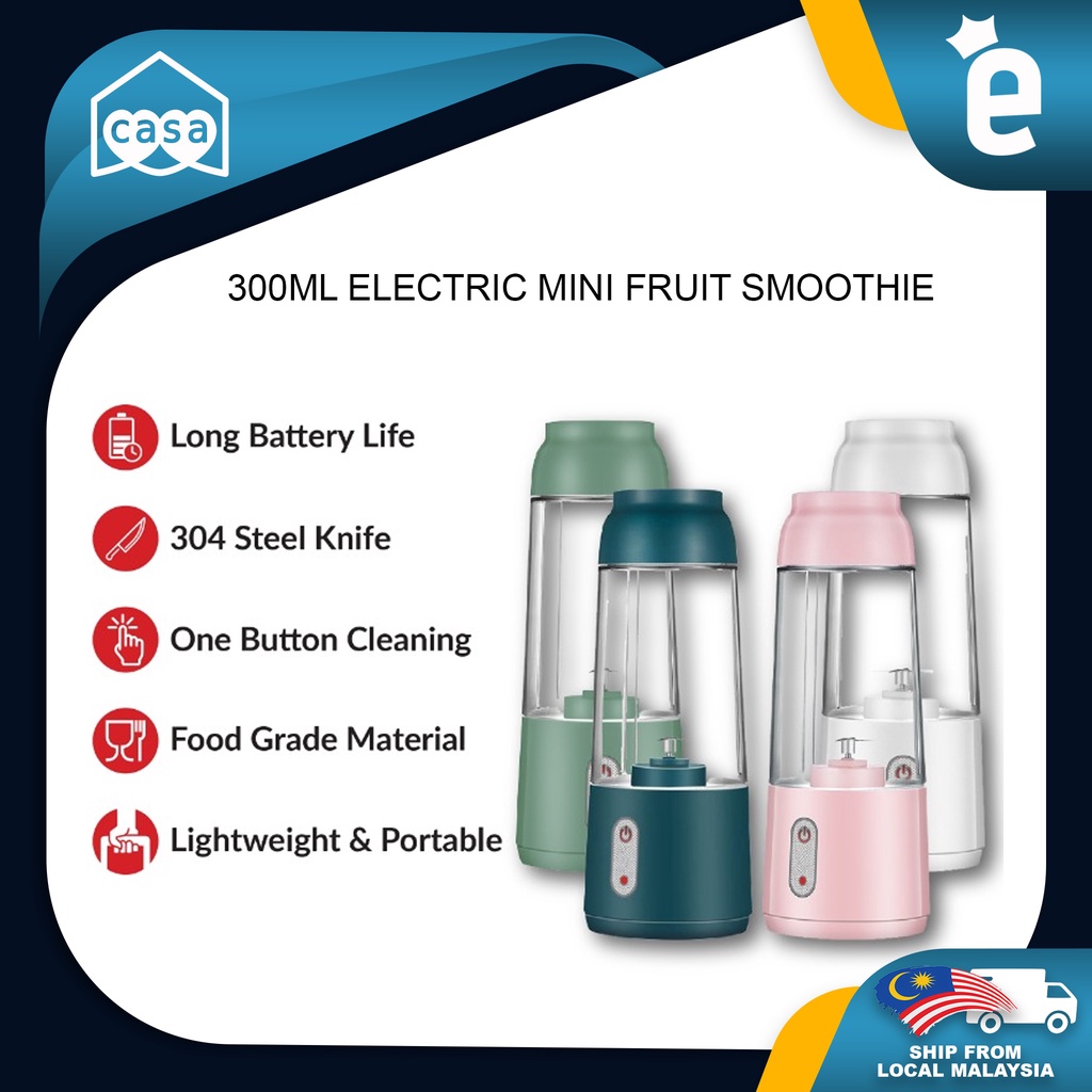 (Ready Stock) Portable Blender USB Charge 4 Blades Blender 300ml Electric Mini Fruit Smoothie Blender Juice 小型果汁榨汁机