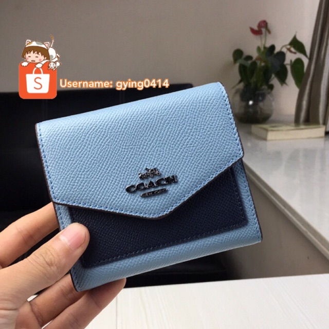 Coach Mini Folded Small Leather Wallet Purse In Colorblock Blue f59972  Women | Shopee Malaysia