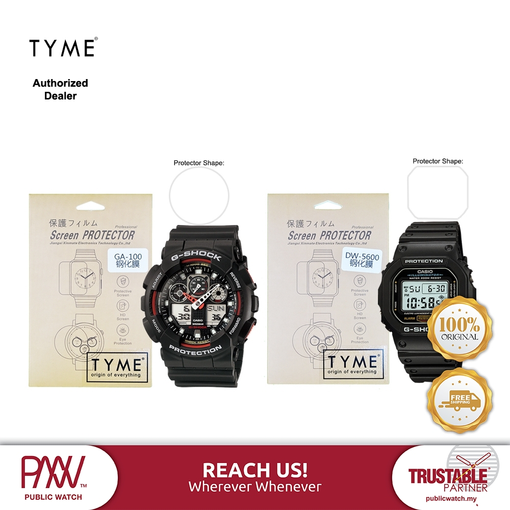 Tyme Screen Protector For Casio G Shock Ga 100 Dw 5600 Model Hd Tempered Glass With Hydrophobic Coating Shopee Malaysia