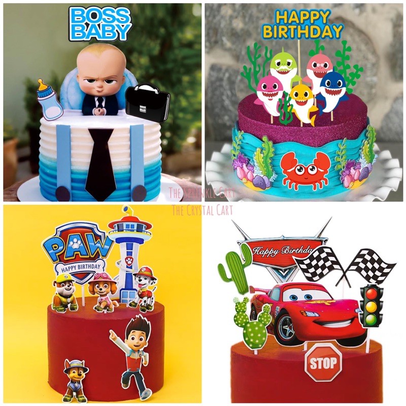 [Spot] A variety of cartoon animal spiderman cake topper set car McQueen cake decoration topper set