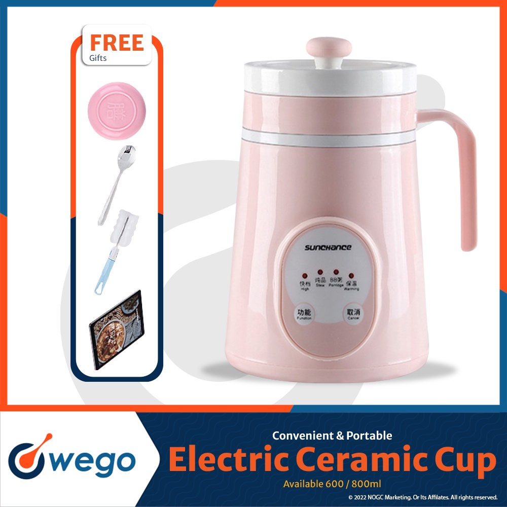 ⓄⓌⒺⒼⓄ Smart Electric Health Cup Boiler And Warmer Mini Ceramic Cup Slow Cooker Electric Cooker Baby Porridge