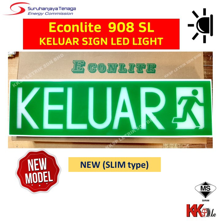 ECONLITE 908SL KELUAR SIGN LED Emergency Light LED Light KELUAR Light SLIM Design Shopee