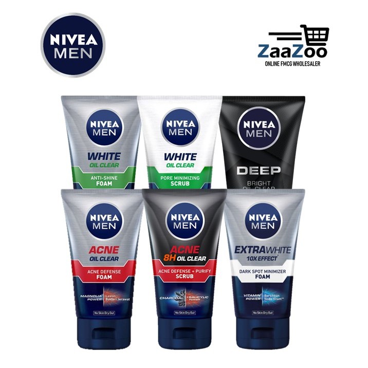 Nivea Facial Foam / Facial Scrub 100ml /Whitening Oil Clear / Acne