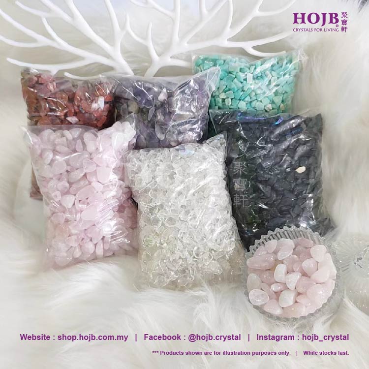 HOJB Natural Crystals Purifying & Healing Energy Tumbled Chips Stone 500G 聚寶軒天然水晶凈化消磁治愈能量水晶碎石500G