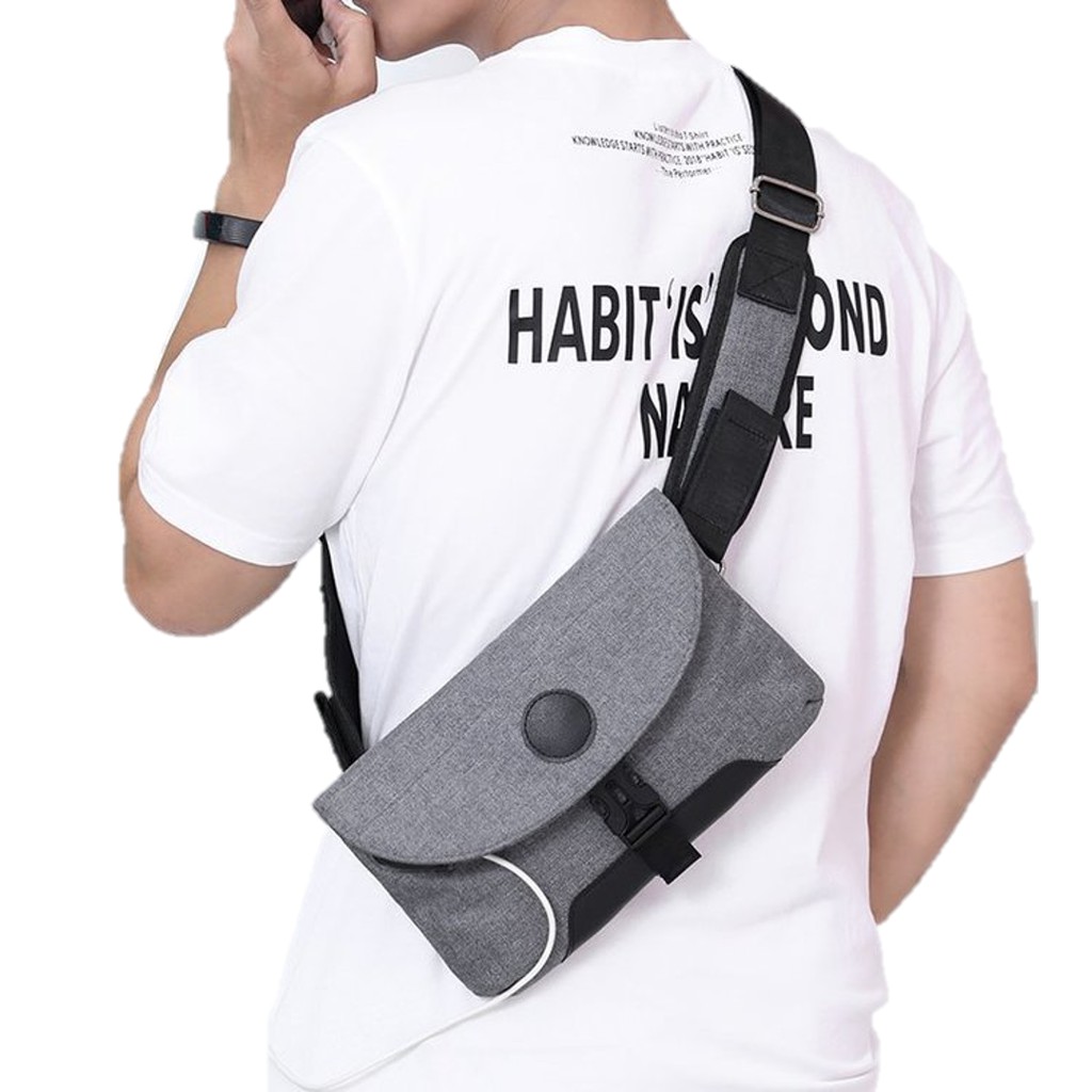 MILANDO Men Mini Sling Bag Waist Bag Pouch With USB Charging Port Detachable Strap Beg Silang lelaki (Type 24)