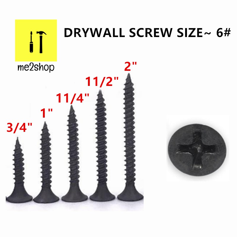 (BOX1Kg) 6 BLACK DRYWALL SCREW /PARTICEN SCREW/ WOOD SCREW(3/4",1