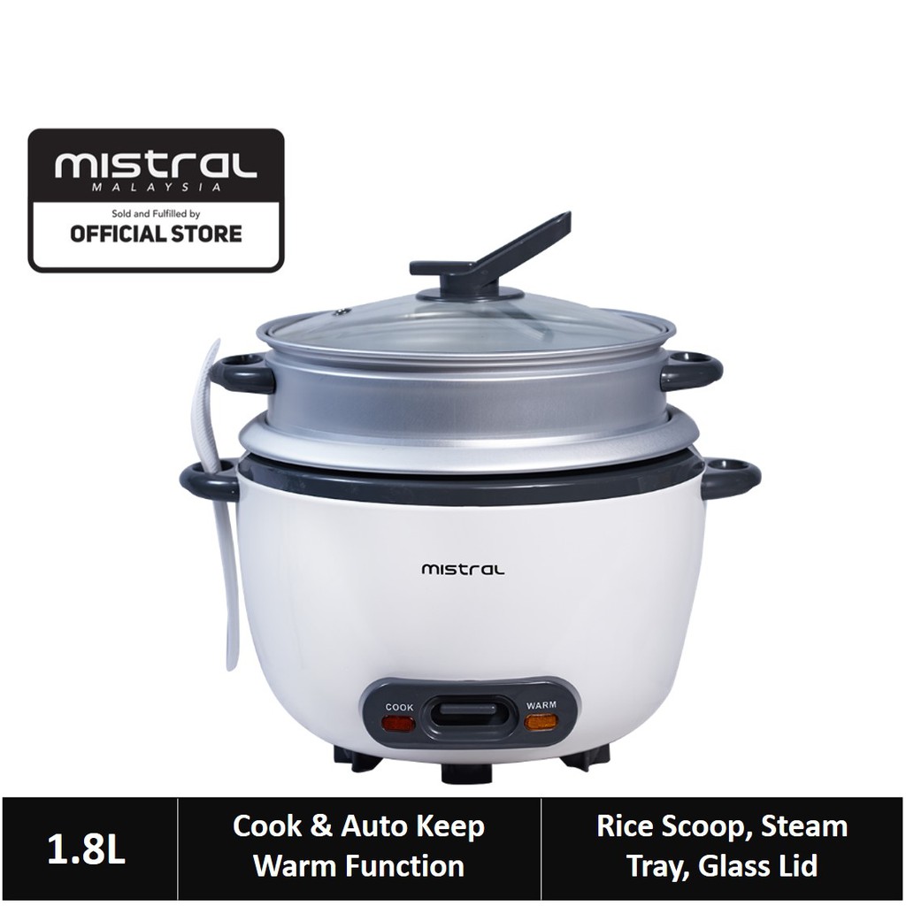 Mistral Rice Cooker With Steam Tray (1.8L) MRC18D