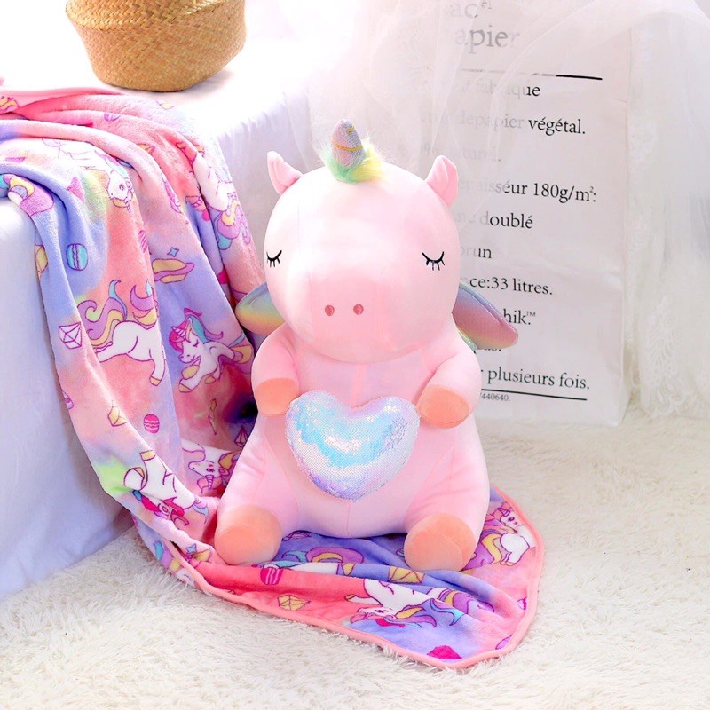 unicorn pillow and blanket