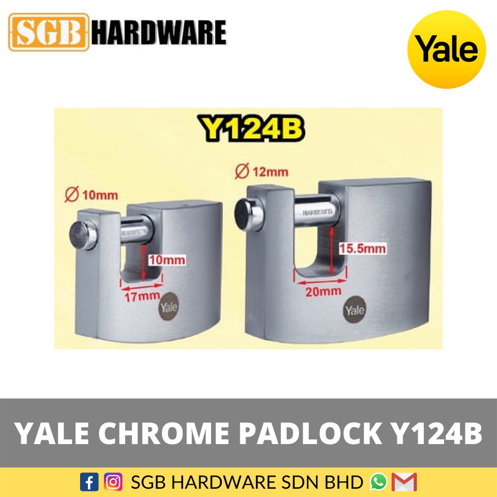 Yale Y124B Silver Series Outdoor Brass/Satin Straight Shackle Padlock ...