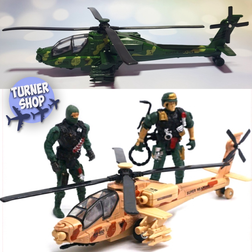 CLEARANCE SALES Apache Gunship AH-65D 1:32 Alloy Diecast Military Helicopter Pull Back Lights and Sound Army