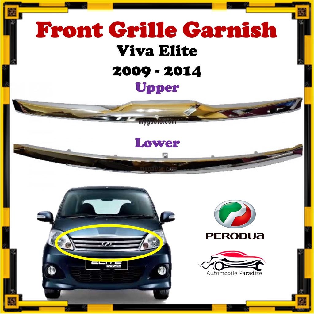 Perodua Viva Elite Chrome Front Grille Garnish Sarong Depan Gril Depan Upper Lower 1706