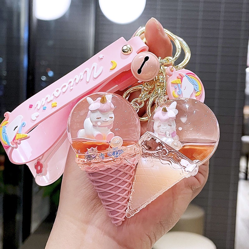 Multi Versatile Collection Pendant Toys Children Decoration Cute Ice Cream Cone Keychain Girls Gifts Glitter Sequins ... - Image 2
