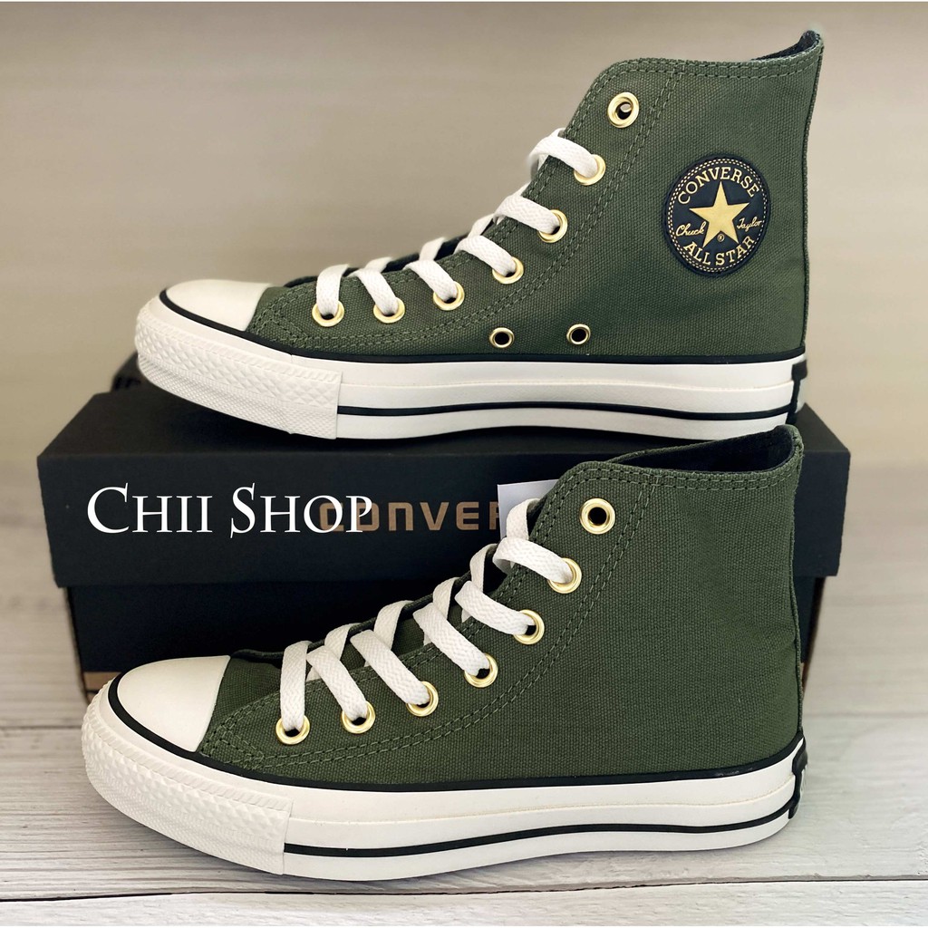 khaki green converse