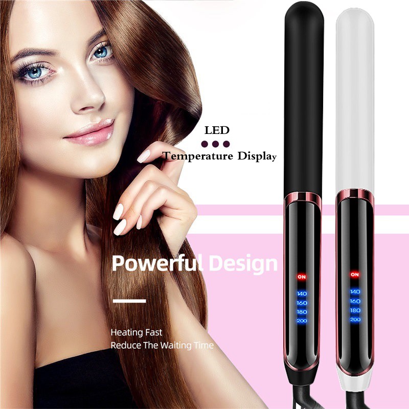 2 IN 1Heating Fast Hair Straightener Ceramic Hair Curler Negative Ion Hair Flat Iron Hair Straightener Ceramic LED temperature display Anion