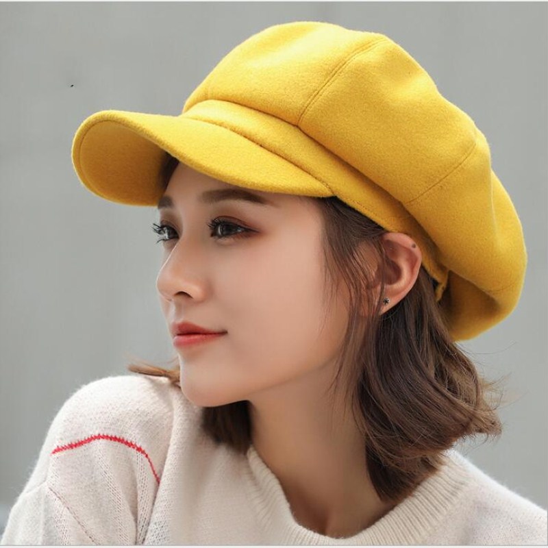 Fashion Wild Wool Women Beret Autumn Winter Octagonal Cap Hats Stylish Artist Painter Newsboy Caps Beret Hats