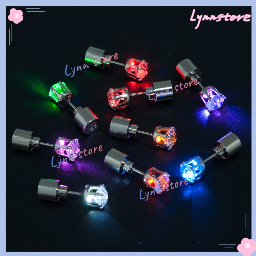 LED Light Ear Studs Square Earrings for Dance Christmas Halloween Party Glow In The Dark Halloween Decorations Neon Party