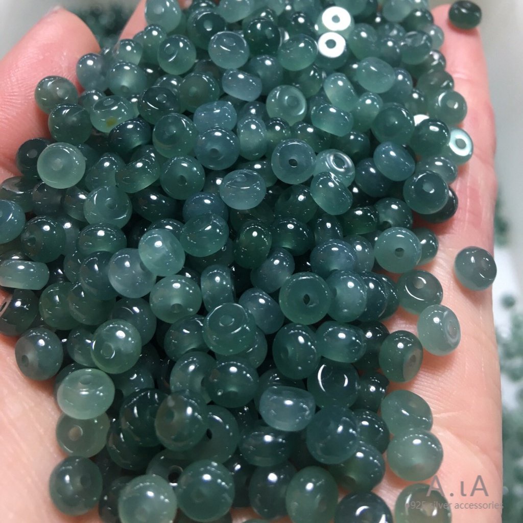 █Myanmar゜Burmese Jadeite 6mm Blue Water Abacus Beads Parts diy Bracelet Necklace Spacer