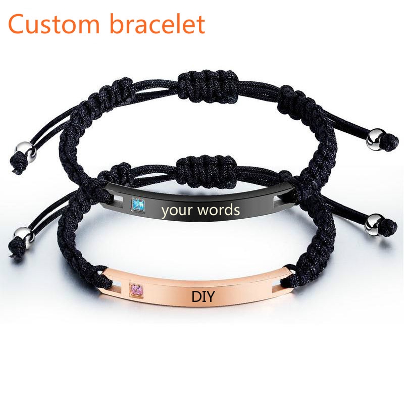 Customized Jewelry Titanium Steel Couple Bracelet Can Engrave Letters Adjustable Bracelet Lover gifts