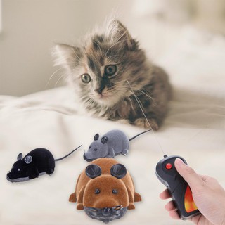 ❤READY❤Novelty Wireless Electric RC Flocking Rat Toys Pet Cat Play Remote Control Mouse