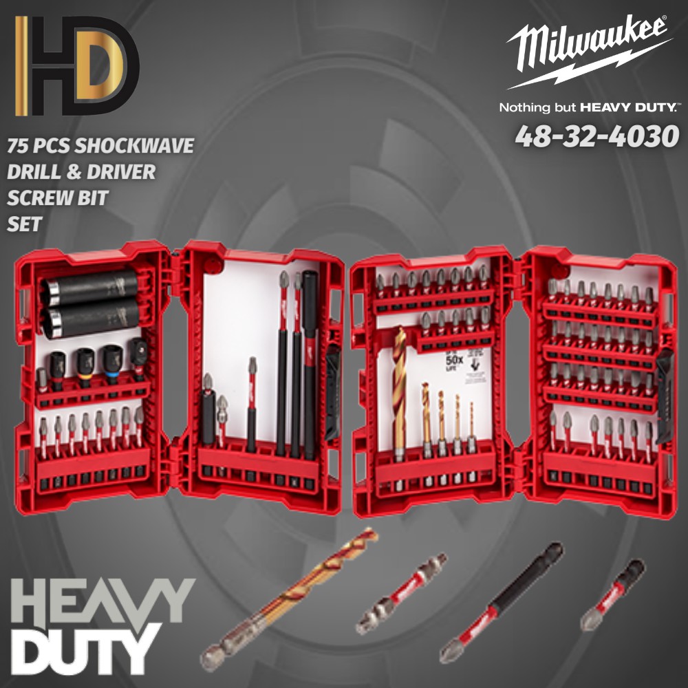 Milwaukee 75 PCS SHOCKWAVE Impact Duty Drill And Drive Set ( 48324030 ) Shopee Malaysia