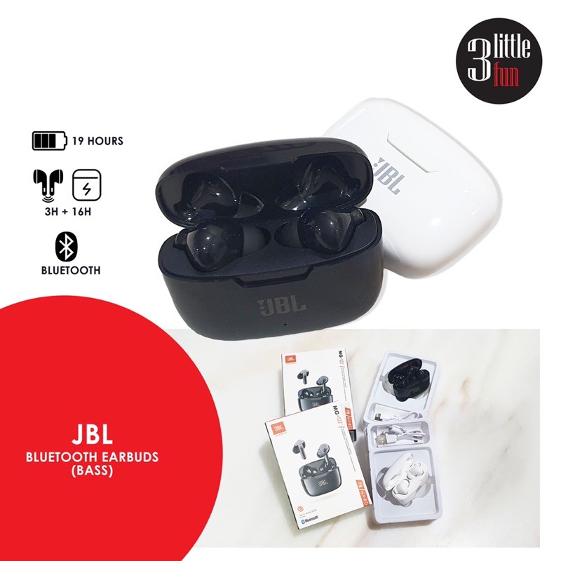 JBL Bluetooth earphones with wireless charging case ( Bass ) Shopee