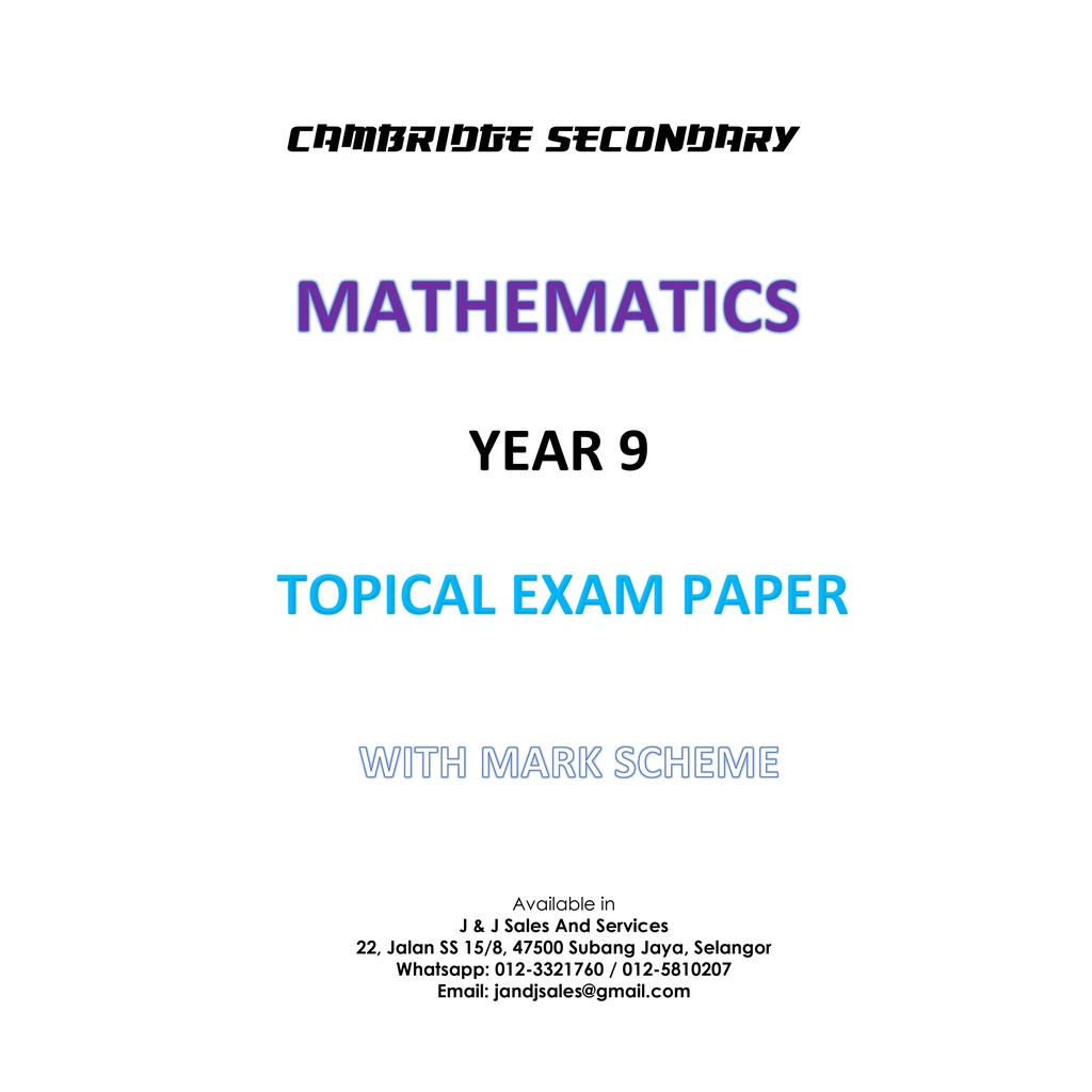 Cambridge secondary year 9 mathematics topical exam paper shopee