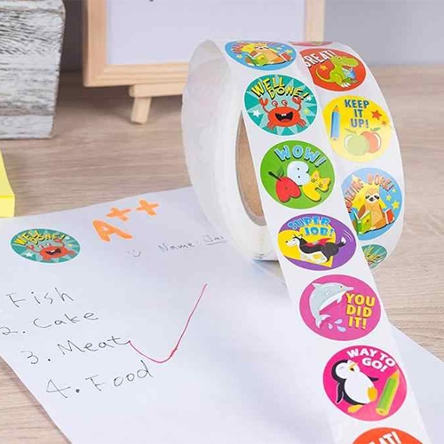 ?Reward Sticker Cartoon Cute Roll 500Pcs Scrapbook Stationery Toys Animal Kid for School Work Stiker Kartun Buku Kanak