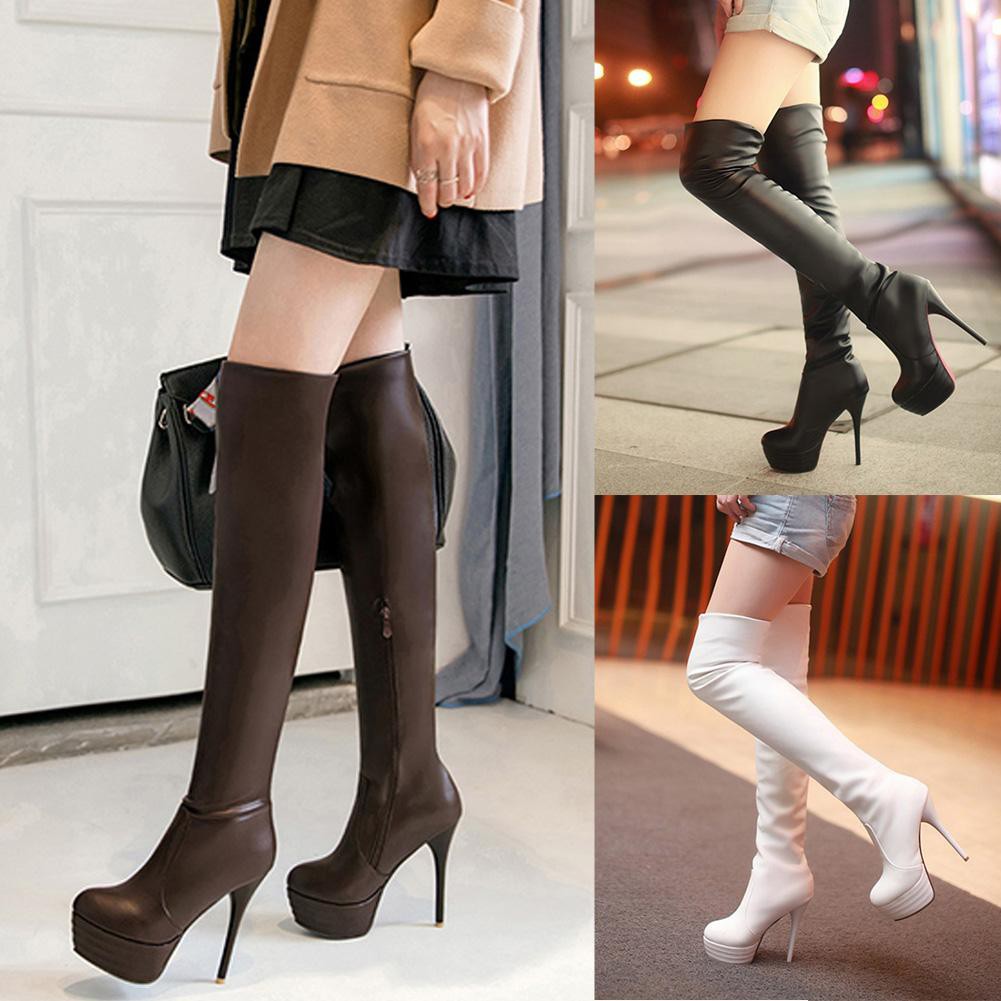 no heel thigh high boots