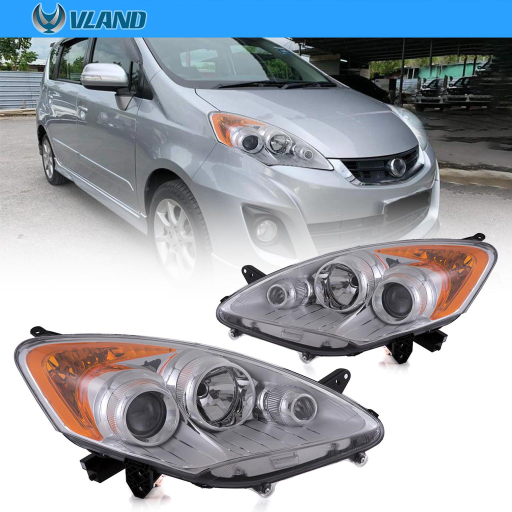 【Vland】LED Headlights for Perodua Alza 2009 Head Lamp Halo 