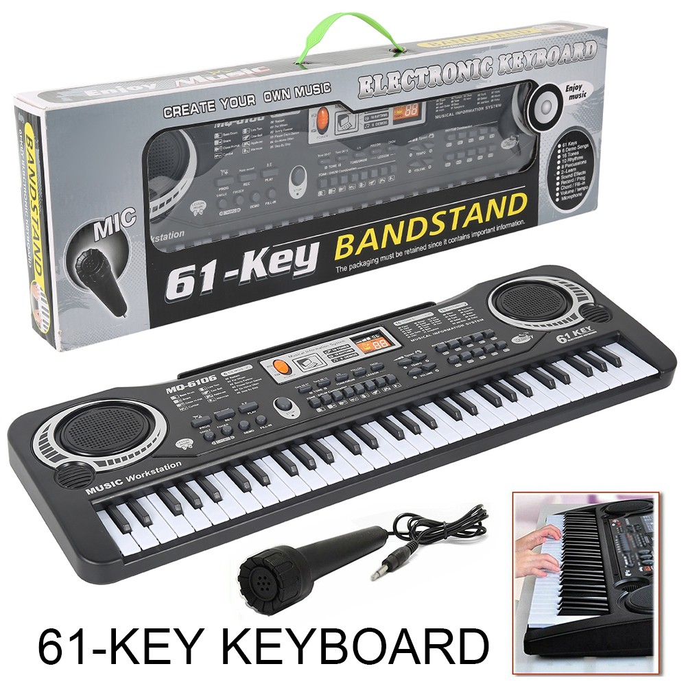 61 Keys Digital Music Electronic Key Board Electric Piano With Microphone and Charger