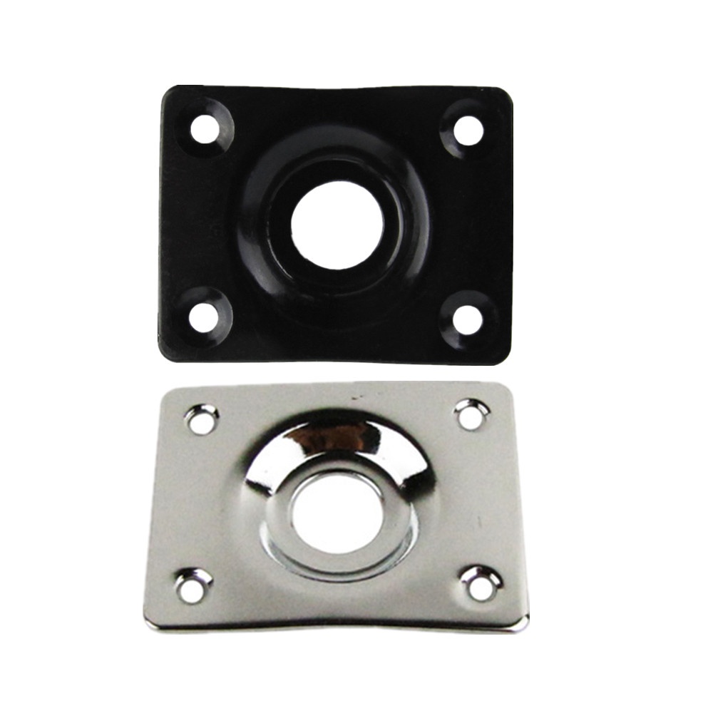 FLEOR Electric Guitar Jack Plate Output Jack Plate,Chrome/Black