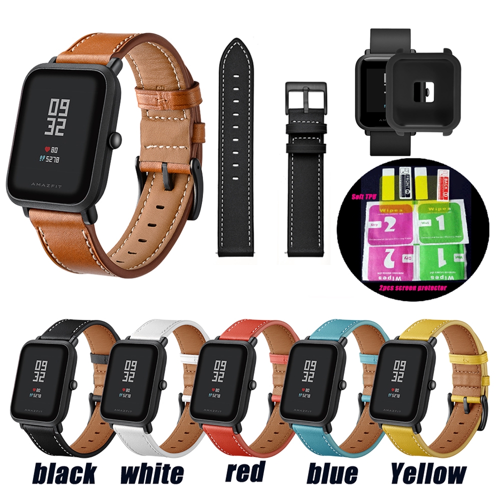 Amazfit Bip Smart Watch Leather Band Strap For Xiaomi Amazfit Bip Lite Smart Watch Wristwatch Shopee Malaysia
